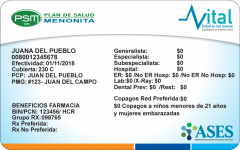 Tarjeta Plan de Salud Menonita VITAL